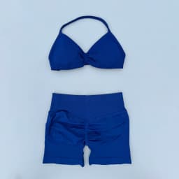 2 Piece Sports Gym Set Strappy Bra Ruched Backless Halter Push Up Yoga Scrunch Shorts Running Sportswear Woman Seamless Yoga Set