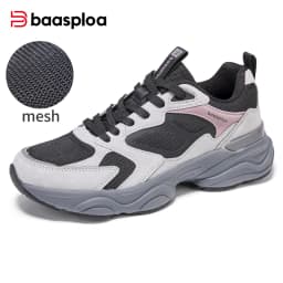 Baasploa Women Walking Shoes Lightweight Mesh Breathable Sport Shoes Comfort Soft Female Leather Height Increase Casual Sneakers