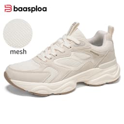 Baasploa Women Walking Shoes Lightweight Mesh Breathable Sport Shoes Comfort Soft Female Leather Height Increase Casual Sneakers