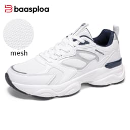 Baasploa Women Walking Shoes Lightweight Mesh Breathable Sport Shoes Comfort Soft Female Leather Height Increase Casual Sneakers