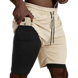 Mens Sport Shorts Sportswear Double-deck Running Shorts 2 In 1 Beach Bottoms Summer Gym Fitness Training Jogging Short Pants Men