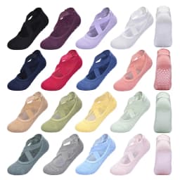 Women Non-Slip Yoga Socks Silicone Indoor Cotton Bandage Backless Pilates Fitness Sock Ladies Ballet Dance Sports Grippers Socks