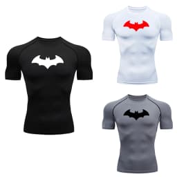 Bat Printed Men's Tight T-Shirt Running Compression T Shirt Gym Fitness Jogging Short Sleeve Male Casual Shirt Tops
