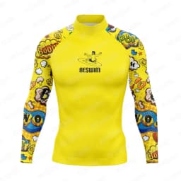 Men's Surfing Suit Funny Rash Guards Swimwear Long Sleeve T-shirt Boy Beach UV Protection Swimsuit Surf Swimming Tights Sports
