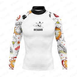 Men's Surfing Suit Funny Rash Guards Swimwear Long Sleeve T-shirt Boy Beach UV Protection Swimsuit Surf Swimming Tights Sports
