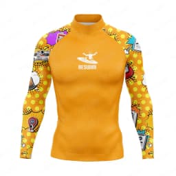 Men's Surfing Suit Funny Rash Guards Swimwear Long Sleeve T-shirt Boy Beach UV Protection Swimsuit Surf Swimming Tights Sports