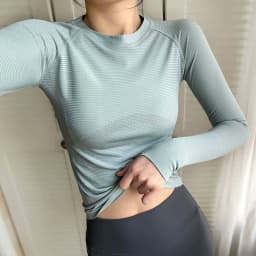 Women's Autumn & Winter Yoga Training Top, High Stretch Slim Fit Crew Neck, Quick-Dry Long Sleeve Sports Fitness Shirt