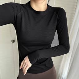 Women's Autumn & Winter Yoga Training Top, High Stretch Slim Fit Crew Neck, Quick-Dry Long Sleeve Sports Fitness Shirt