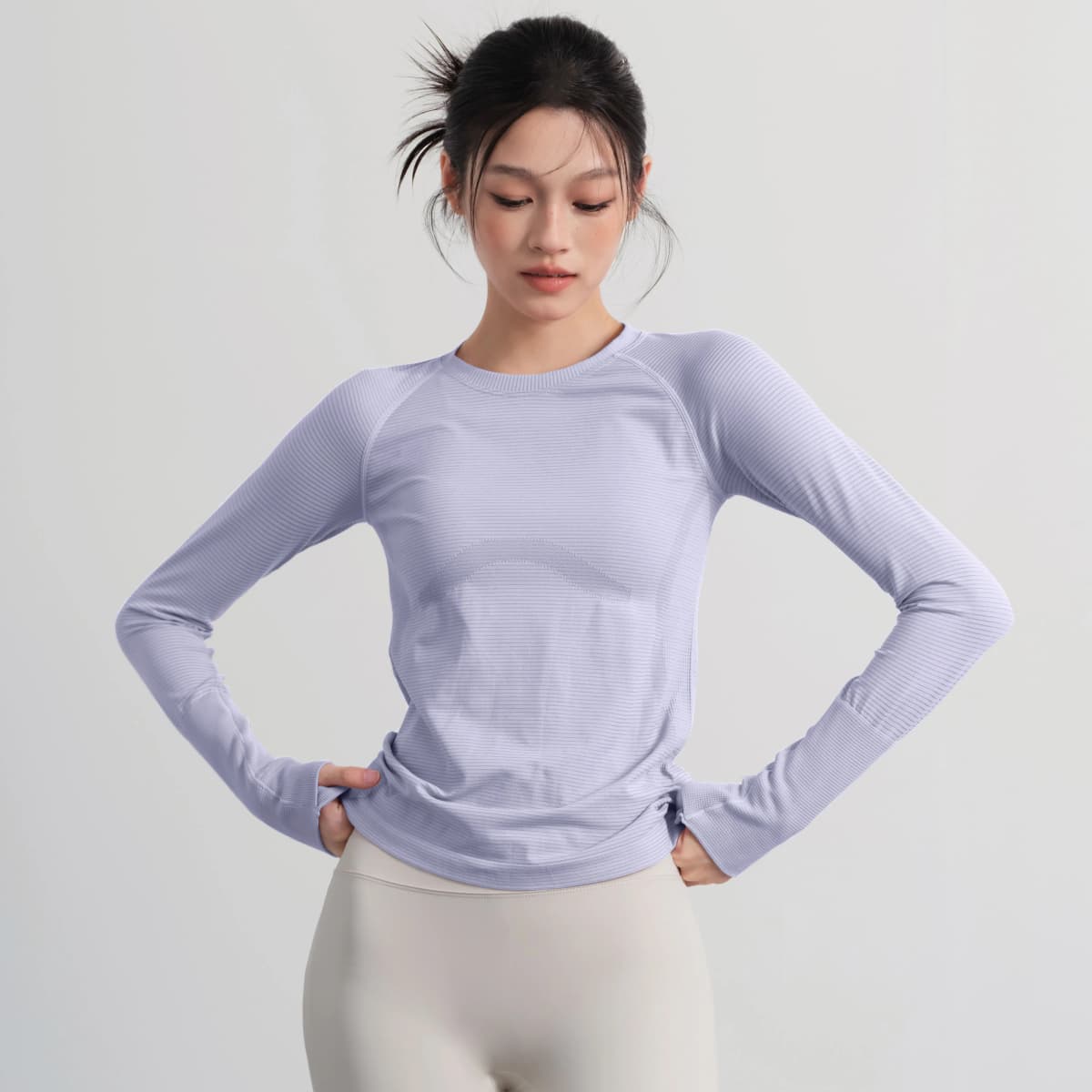 Women's Autumn & Winter Yoga Training Top, High Stretch Slim Fit Crew Neck, Quick-Dry Long Sleeve Sports Fitness Shirt