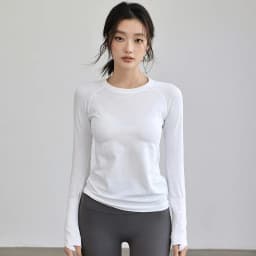 Women's Autumn & Winter Yoga Training Top, High Stretch Slim Fit Crew Neck, Quick-Dry Long Sleeve Sports Fitness Shirt