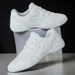 White Cheerleading Dance Shoes for Women Men Non-Slip Flexible Sole Breathable Mesh Athletic Training Sneakers for Gymnastics