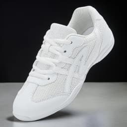White Cheerleading Dance Shoes for Women Men Non-Slip Flexible Sole Breathable Mesh Athletic Training Sneakers for Gymnastics