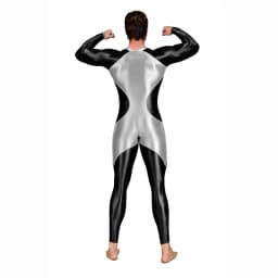 AMORESY Men's Color-block Sport Long-Sleeved Jumpsuit Tight-Fitting Spandex Swimsuit Swimwear Catsuit Overall Playsuits