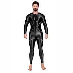 AMORESY Men's Color-block Sport Long-Sleeved Jumpsuit Tight-Fitting Spandex Swimsuit Swimwear Catsuit Overall Playsuits