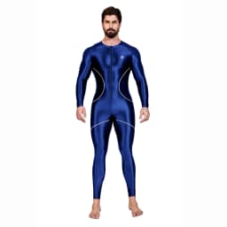 AMORESY Men's Color-block Sport Long-Sleeved Jumpsuit Tight-Fitting Spandex Swimsuit Swimwear Catsuit Overall Playsuits
