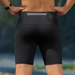 Mens Compression Marathon Running Shorts 6 Pockets with Waist Pack Fitness Gym Yoga Cycling Sport Hiking Tights Shorts Quick Dry