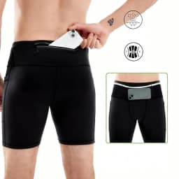 Mens Compression Marathon Running Shorts 6 Pockets with Waist Pack Fitness Gym Yoga Cycling Sport Hiking Tights Shorts Quick Dry