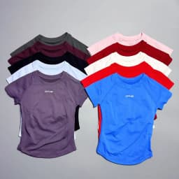 DFHE Women Breathable Sports T Shirt Short Sleeve Round Neck Elastic Casual Tops For Gym Yoga Running Fitness