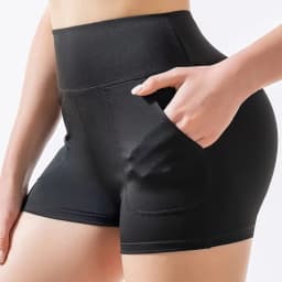 Women High Waist Pocket Yoga Shorts, Tight Butt Lifting 3 Inch Workout Shorts for Running Fitness Summer