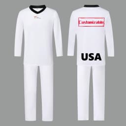 New HOT SALE Tight-Fitting Taekwondo Uniforms Quick-Drying Stretchable 110-200cm Kids Adults Black White Collar Beginner Suit