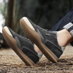 ArfaStep Summer Retro Men Black Casual Sneakers Patchwork Walking Shoes Round Toe Lace-Up Comfortable Flat Training Sports Shoes