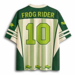 Funny Frog Rider Goose Number 10 Print V Neck Jersey Green Beige Vertical Stripe Color Cuff Casual Streetwear Sports Top