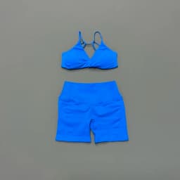 HISTELLO Vision Shorts Set Seamless Yoga Short Pants Suit Vision Twist Front Sports Bra Scrunch Butt Backless GYM Clothing