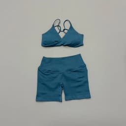 HISTELLO Vision Shorts Set Seamless Yoga Short Pants Suit Vision Twist Front Sports Bra Scrunch Butt Backless GYM Clothing