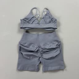 HISTELLO Vision Shorts Set Seamless Yoga Short Pants Suit Vision Twist Front Sports Bra Scrunch Butt Backless GYM Clothing