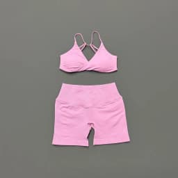 HISTELLO Vision Shorts Set Seamless Yoga Short Pants Suit Vision Twist Front Sports Bra Scrunch Butt Backless GYM Clothing