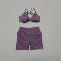 HISTELLO Vision Shorts Set Seamless Yoga Short Pants Suit Vision Twist Front Sports Bra Scrunch Butt Backless GYM Clothing