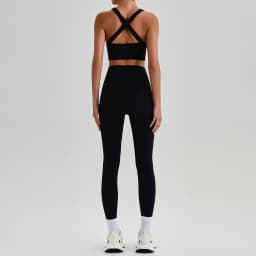 Women Cross Back Spaghetti Strap Sports Bra Yoga Set Quick Dry 2Pcs Outfit Gym Running Workout Activewear 0558