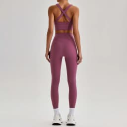 Women Cross Back Spaghetti Strap Sports Bra Yoga Set Quick Dry 2Pcs Outfit Gym Running Workout Activewear 0558