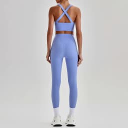 Women Cross Back Spaghetti Strap Sports Bra Yoga Set Quick Dry 2Pcs Outfit Gym Running Workout Activewear 0558