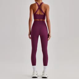 Women Cross Back Spaghetti Strap Sports Bra Yoga Set Quick Dry 2Pcs Outfit Gym Running Workout Activewear 0558
