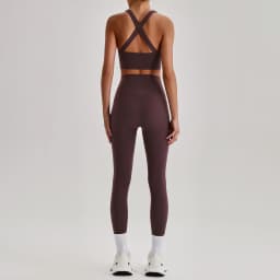 Women Cross Back Spaghetti Strap Sports Bra Yoga Set Quick Dry 2Pcs Outfit Gym Running Workout Activewear 0558