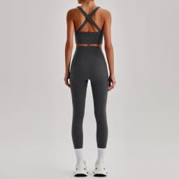 Women Cross Back Spaghetti Strap Sports Bra Yoga Set Quick Dry 2Pcs Outfit Gym Running Workout Activewear 0558