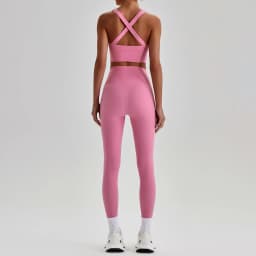Women Cross Back Spaghetti Strap Sports Bra Yoga Set Quick Dry 2Pcs Outfit Gym Running Workout Activewear 0558