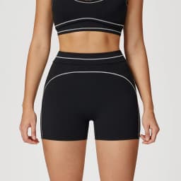 Hamidou Breathable Hip-lifting Fashion Yoga Shorts for Woman's Color Blocking Stripe Fitness Running Shorts Women Gym Clothing
