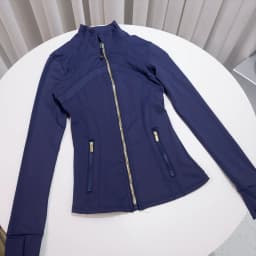 Spring New Stand-Up Collar Gold Zipper Jacket, Sports and Fitness Casual High-Elasticity Long-Sleeved Women's Slimming Yoga Wear