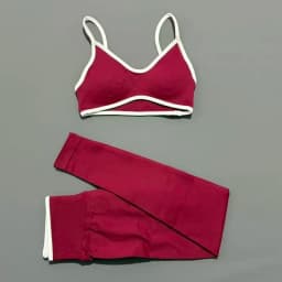 2 Pieces Trim Yoga Set Women Thin Strap V Neck Sports Bra High Waist Leggings High Elastic Breathable Fitness Workout Sportswear