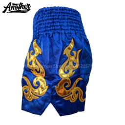 Lightweight Muay Thai Shorts Bow Tie & Vintage Print Boxing Thai Fight Trunks Elastic Waist for Kickboxing BJJ Grappling Gym
