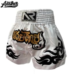 Lightweight Muay Thai Shorts Bow Tie & Vintage Print Boxing Thai Fight Trunks Elastic Waist for Kickboxing BJJ Grappling Gym