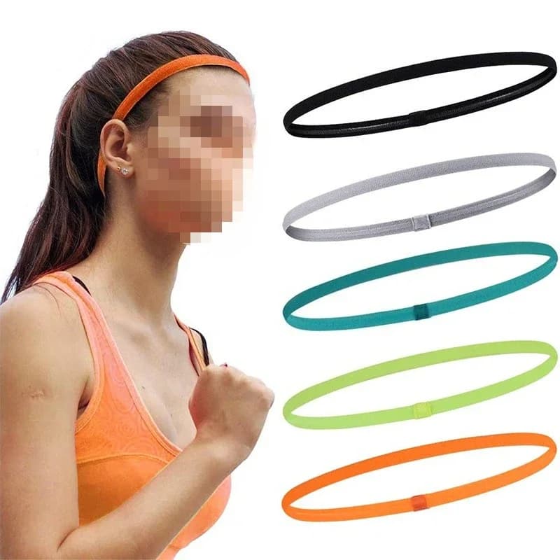 2PC Sports Headband Girls Sport Anti-slip Elastic Rubber Sweatband Candy Women Men Yoga Hair Bands Football Run Football Fitnes