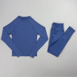 2 Pieces Gym Set Women Crew Neck Thumb Hole Long Sleeve Slim Crop Shirt Scrunch Butt Leggings Stretchy Soft Yoga Pilates Suit