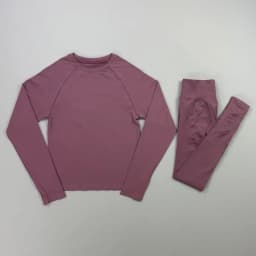 2 Pieces Gym Set Women Crew Neck Thumb Hole Long Sleeve Slim Crop Shirt Scrunch Butt Leggings Stretchy Soft Yoga Pilates Suit