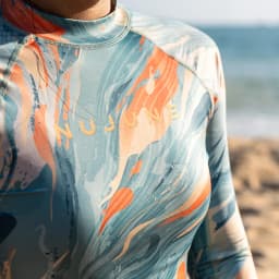 Nu-June Women's Swimsuit Print Surf Rash Guard Long Sleeve Quick Dry Swim Shorts Set Sport Sun Protection Bathing Suit Swimwear