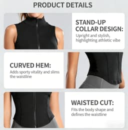 Zip Up Training Vest, Sleeveless Quick Dry Top for Gym, Running & Yoga, Casual Outer Wear