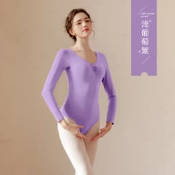 Women Basic Dance Leotard Long Sleeve V-Neck Adult Team Ballet Leotard Dancewear Cotton Fabric Bodysuit Leotard Bodysuit