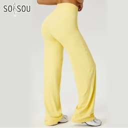 SOISOU High Waist Straight-Leg Pants Ultra Soft Butter Fabric Women's High Elastic Yoga Pants Running Sport Trousers 8 Colors